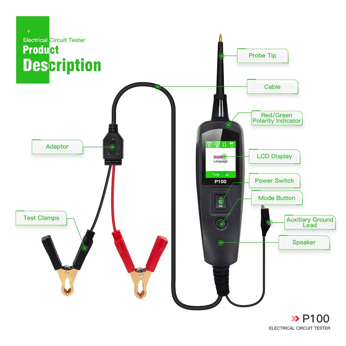 TopDiag P100 Automotive Electrical Circuit Tester & Diagnostic Tool