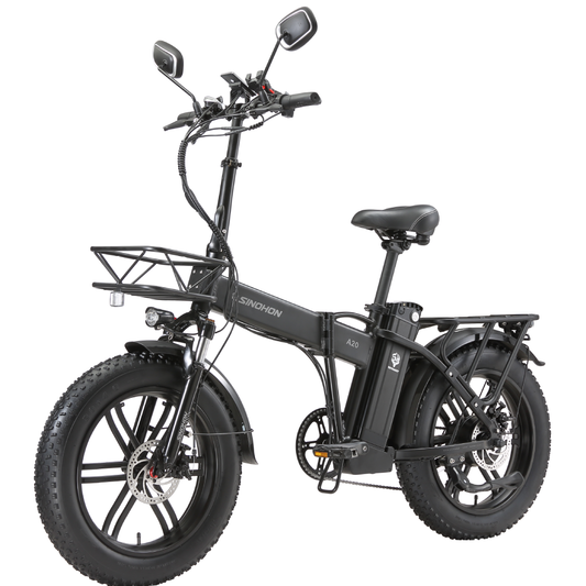 SINOHON A20 Folding Electric Bike 1000W Peak Motor, 48V 22Ah Removable Battery, 28MPH, 20"x4.0 Fat Tires, 7-Speed Ebike,IP65,Alloy Aluminum
