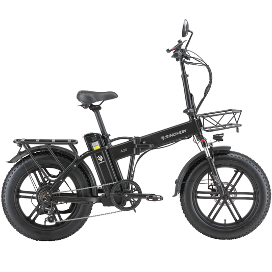 SINOHON A20 Folding Electric Bike 1000W Peak Motor, 48V 22Ah Removable Battery, 28MPH, 20"x4.0 Fat Tires, 7-Speed Ebike,IP65,Alloy Aluminum